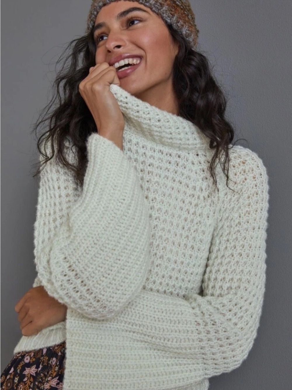 Anthropologie Maeve Dionne Sweater Chunky Mint Bell Sleeve Career Academia Wool